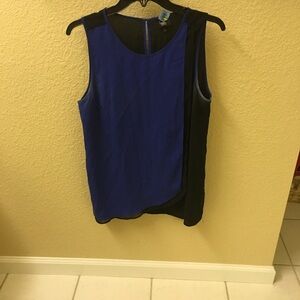 Blue and Black Sleeveless Women's Top